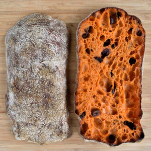 Red Capsicum Olive Ciabatta *semi-sourdough*